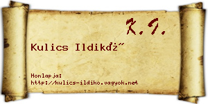 Kulics Ildikó névjegykártya